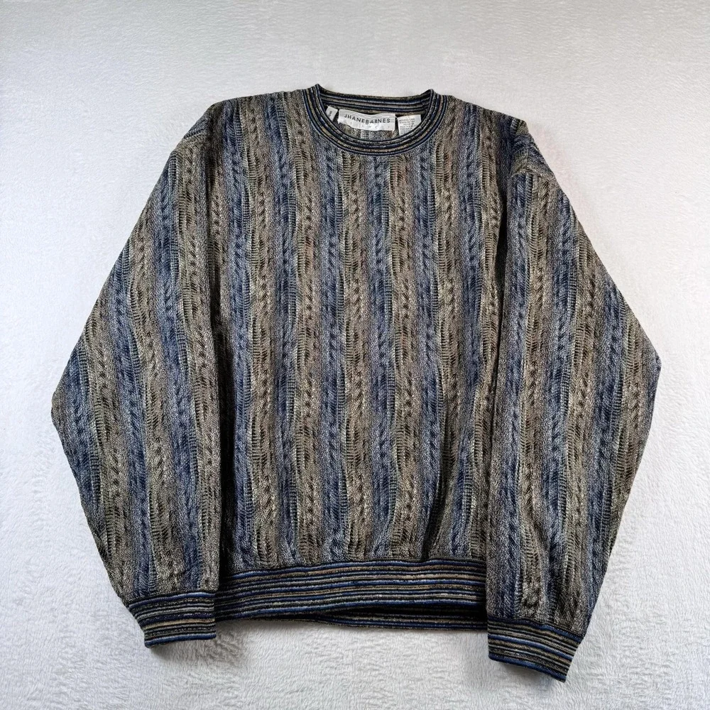 Vintage Jhane Barnes Sweater Mens Large Wool Multicolor Knit Crewneck 90s